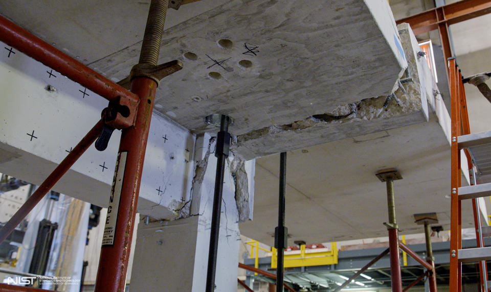 Lab photo showing structural elements being held in place