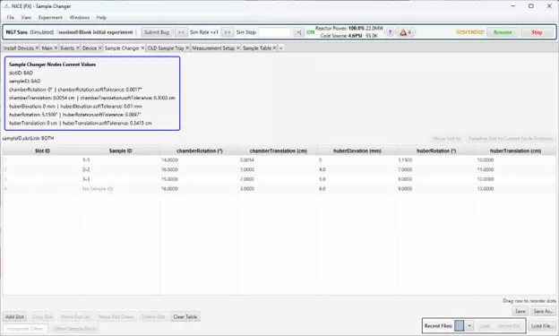 A state of the Sample Changer Table to illustrate the behavior of slotLink