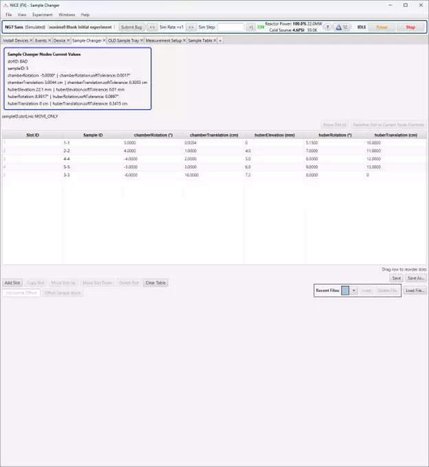 A state of Sample Changer Table to illustrate the behavior of the slotLink mode: MOVE_ONLY