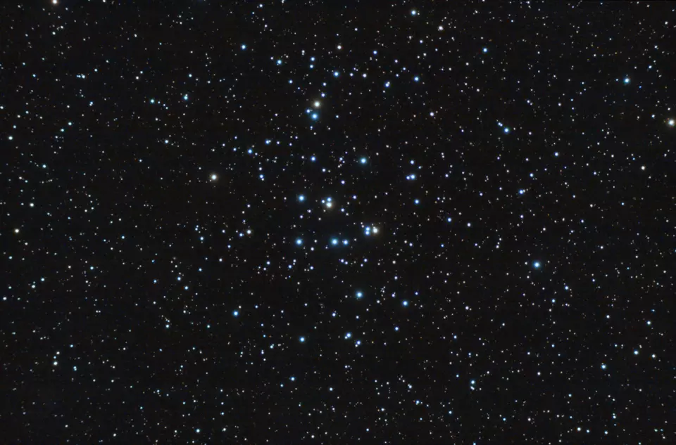 Telescope image shows stars of various brightnesses on a black background.