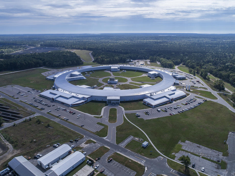 Aerial overview of the Brookhaven National Laboratory's National Synchrotron Light Source II is a state-of-the-art 3 GeV electron storage ring.