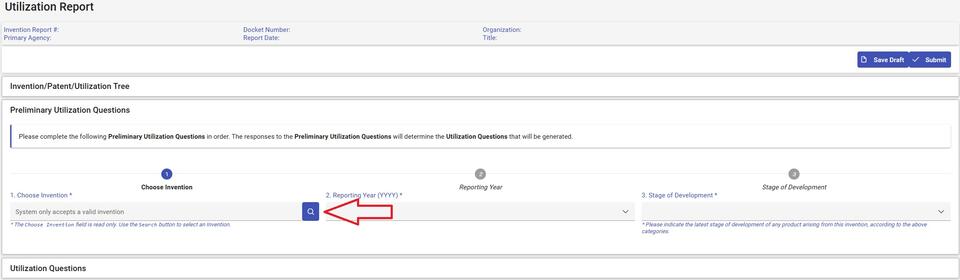 Utilization Report Creation Page