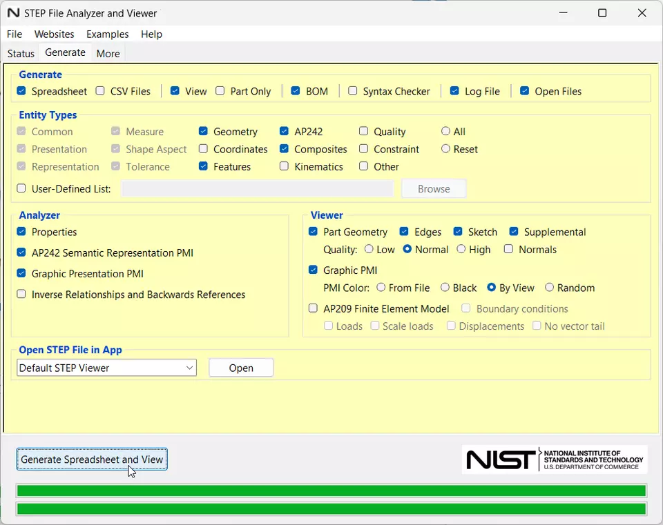 STEP File Analyzer and Viewer user interface