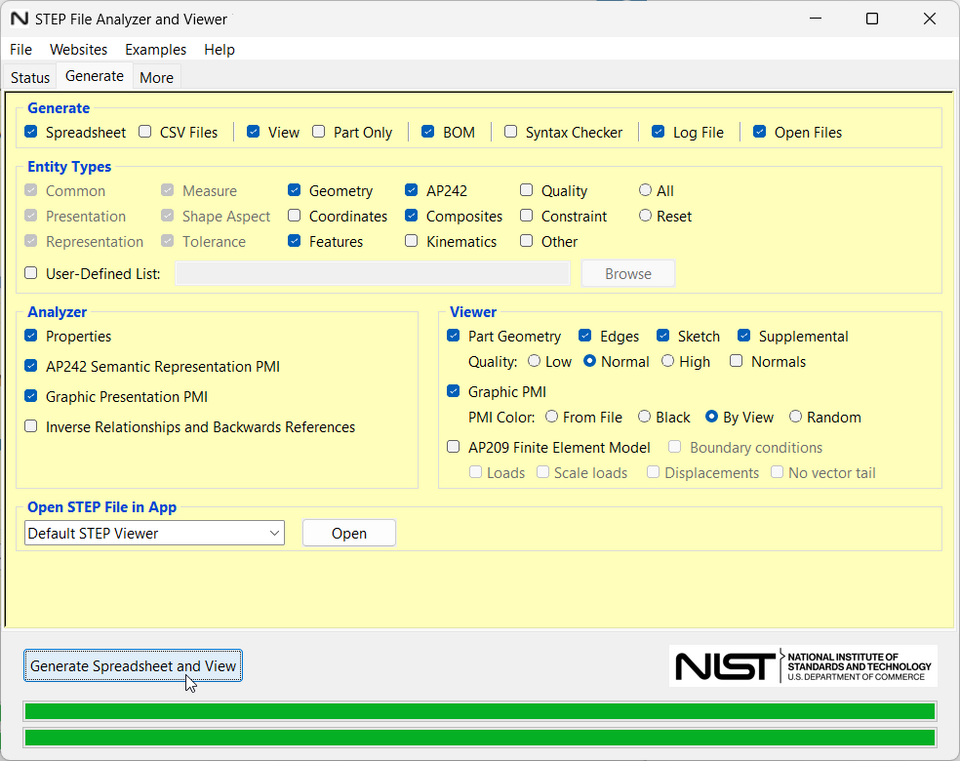 STEP File Analyzer and Viewer user interface