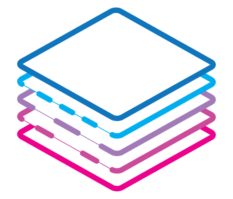 Exploded cross section diagram representing the simplified structure layers in a MOSFET transistor.