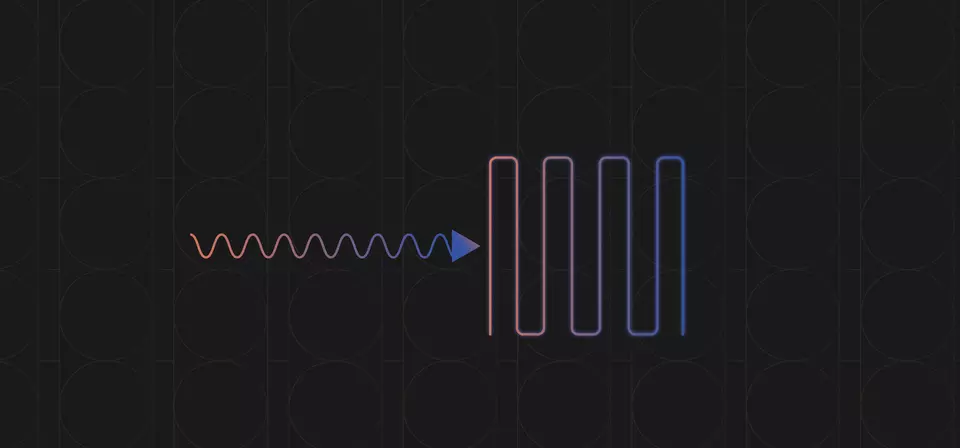 A squiggly horizontal arrow points to a set of parallel vertical lines.