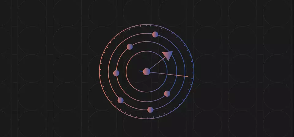 Diagram of an atom with circles inside circles also has the hour and minute hands of a clock.