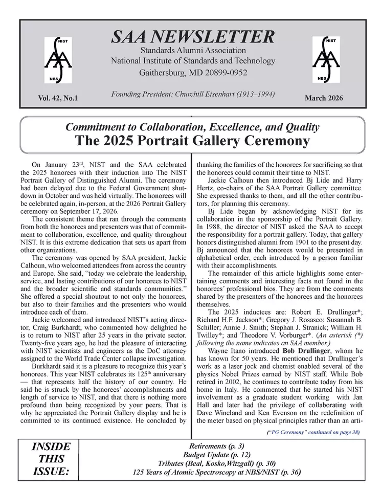 Image of SAA March 2026 Newsletter Page 1