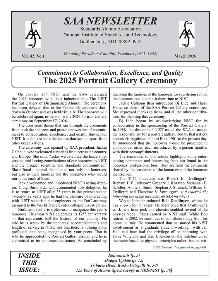 Image of SAA March 2026 Newsletter Page 1