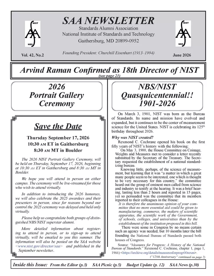 Image of SAA June 2026 Newsletter, Page 1
