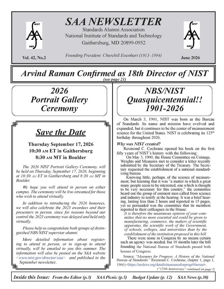 Image of SAA June 2026 Newsletter, Page 1