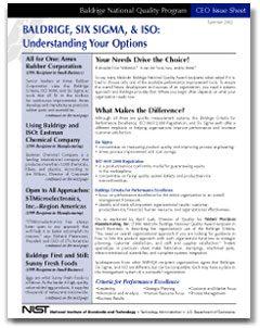 Baldrige, Six Sigma, & ISO: Understanding Your Options Cover Page