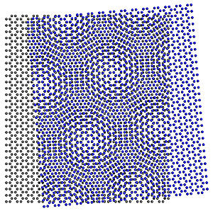moiré patterns created by overlaid sheets of graphene to determine how the lattices of the individual sheets were stacked in relation to one another and to find subtle strains in the regions of bulges or wrinkles in the sheets.
