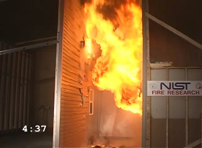 Column of fire in a room