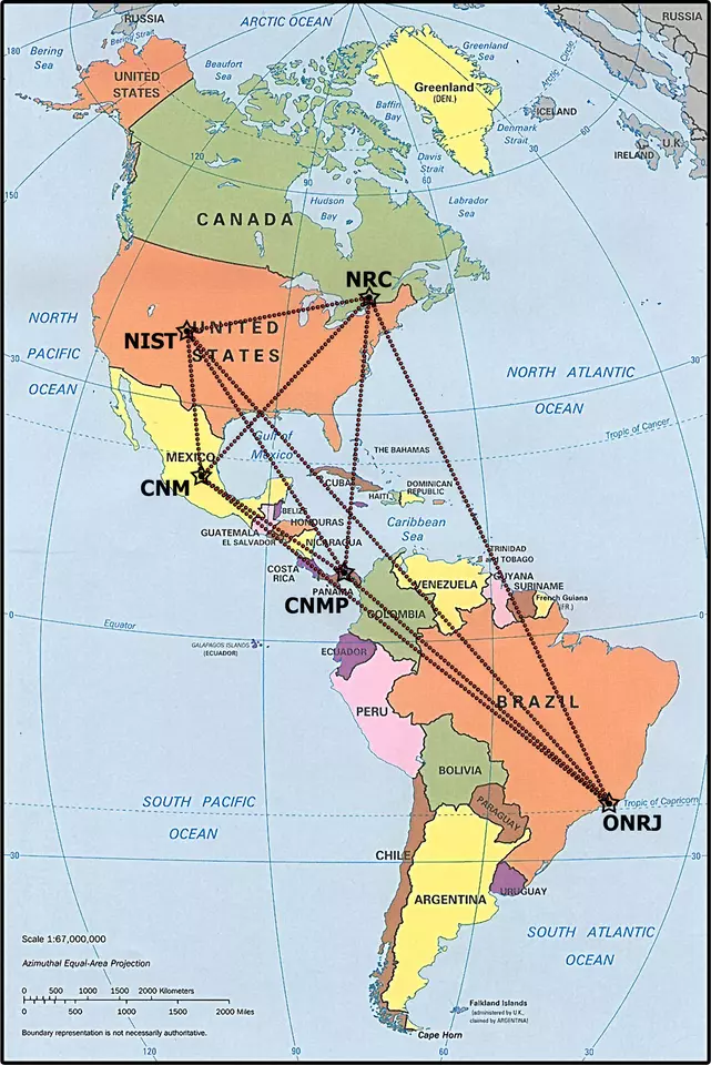 Map of the Americas with lines connecting various locations