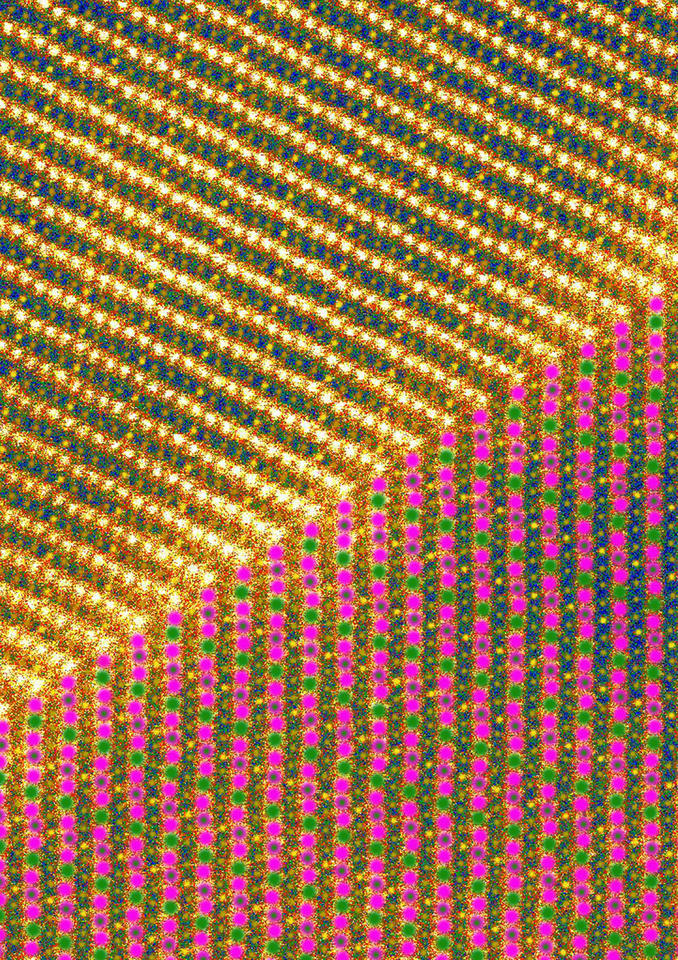 diagonal yellow and pink and green pattern