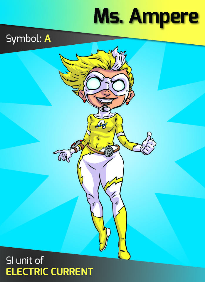 Cartoon drawing of Ms. Ampere superhero