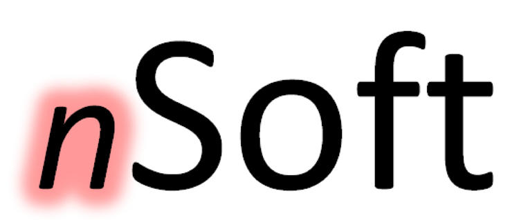 italic lowercase n with a pink haze around it followed by Soft