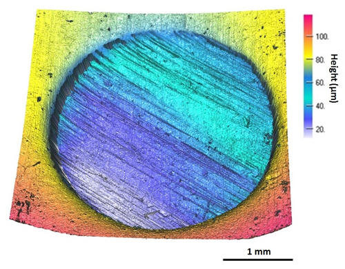 The 3D topography of a punch toolmark.