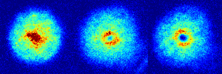 series of three time-of-flight images of sodium atoms