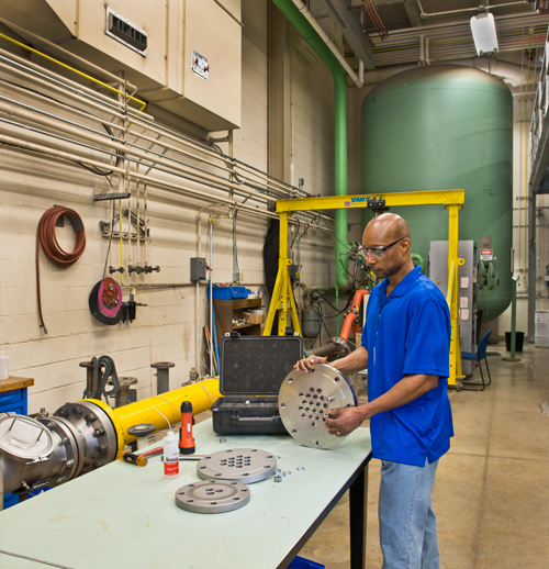 Aaron Johnson with nozzle array