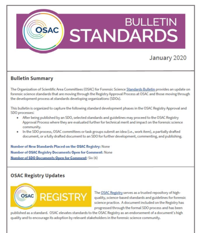 OSAC Standards Bulletin January 2020