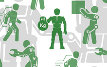 Diagram of green and gray human-shaped mechanical figures 