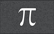 white pi symbol on a grey field made up of the numbers of pi