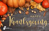Happy Thanksgiving from the Baldrige Performance Excellence Program message with pumpkins and fall leaves.