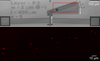 (Top) Image showing the microelectromechanical linkage that converts translation (straight arrow) into rotation (curved arrow). (Bottom) Image showing the fluorescent nanoparticles on the rotating part of the linkage.