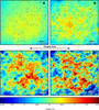The four images (taken with scanning laser confocal microscopy) show variations in surface roughness of an aluminum alloy as produced by increasing amounts of strain
