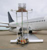 Testing equipment being used by NIST scientists in recent research mapping radio frequency penetration of airframes, in this case a Boeing 737-200. 