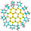A structural model of a typical silicon nanocrystal stabilized within an organic shell of cyclohexane.