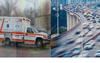 left-ambulance; right-highway traffic