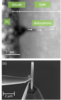 Examples of work in the Precision Imaging Facility.  (a) STEM image of a crack (dislocation) formed during growth of an AlGaN shell around a GaN nanowire, and (b) FIB fabrication of an AFM tip with a GaN nanowire contact point.