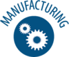 Gears with the word "manufacturing"