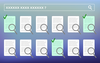 Box at top that looks like search bar. 6 icons that look like pieces of paper with magnifying glasses on top. 3 are green and checkmarked.