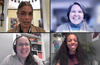 Composite image of four women on a video conferencing call.