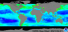 flat map of world. Gray continents. Blue and green colors for oceans.
