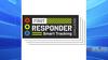 Promotional web graphic reads First Responder Smart Tracking, icons show fire, shield, and medical cross