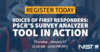 Promotional image reading, "Register Today. Voices of First Responders: PSCR's Survey Analyzer Tool in Action. Thursday, January 27. 11am-12pm MT