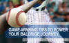 Game-Winning Tips to Power Your Baldrige Journey showing a baseball player hitting a ball with a bat.