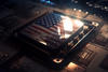 Semiconductor chip with USA flag overlaid on top