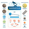 Nanoparticles labeled infographic. Microscopic element vector illustration.