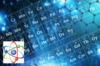Main image is a partial periodic table with a blue background, with a graphic overlay of an atom in the bottom left corner. 