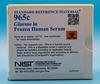 picture of a white box with a sticker label with a sticker label containing words Standard Reference Material 965c Glucose in Frozen Human Serum