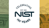 NIST 125 Years logo with colored vertical strips on edge