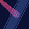 Wiggly pink lines representing photons intersect with straight blue lines representing the nanowire, creating swirls or hot spots. 