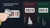 Left: words reading "The gamma ray spectrum is like a barcode..." with a visual underneath of a hand holding a scanner like you'd see at a grocery store and it's scanning a bard code. MIDDLE: Word reading "poor resolution scanner likely mis-identification" showing a blurry bar code. RIGHT:  words reading "good resolution scanner reliable identification" with a clear barcode