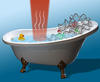 illustration of infrared laser light heating bathtub water